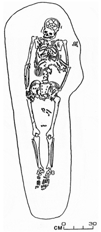 La madre e i feti di Lokomotiv, una �coffin birth� gemellare del Neolitico